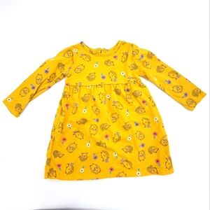 Wonder Nation Yellow Porcupine Girls Long Sleeve Dress 18 Months